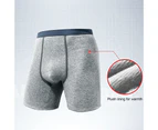 Mid-Rise Elastic Waistline Stretchy Fleece Lining Men Panties Simple Patchwork Color U Convex Shorts Briefs - Grey