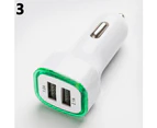 LED Dual USB Port 2.1A Fast Car Charger Adapter for iPhone iPad Samsung Galaxy - Green
