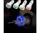 LED Dual USB Port 2.1A Fast Car Charger Adapter for iPhone iPad Samsung Galaxy - Blue