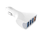 4 Ports USB Car Charger Adapter Quick Charge Fast Charging for iPhone Samsung - White