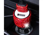 Universal Mini Dual USB Rhinestones Fast Charging Car Charger Adapter for Phone - Red