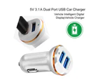 Universal 3.1A Dual USB LED Car Charger Adapter for iOS Android Smart Phone - Black