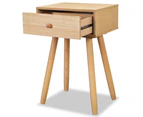 Verona Bedside Tables X2 Nightstand Retro Side Accent Table Drawers Oak Wood