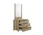 Dresser with 3 Storage Drawers in Natural Wood like MDF in Oak Colour with Mirror