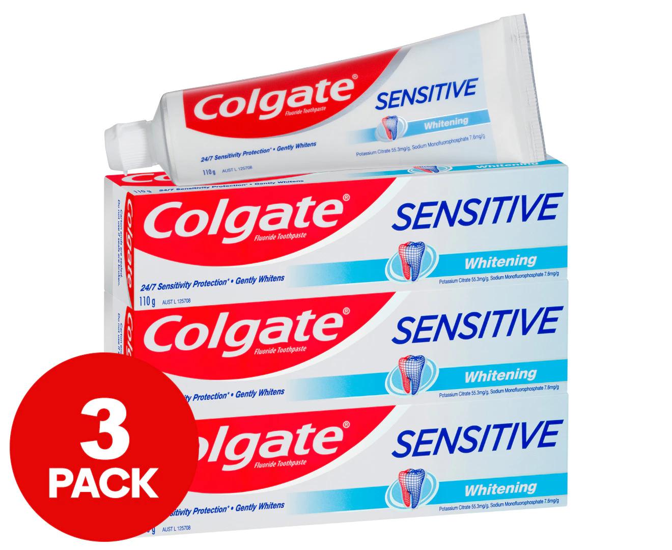 3 x Colgate Sensitive Whitening Toothpaste 110g