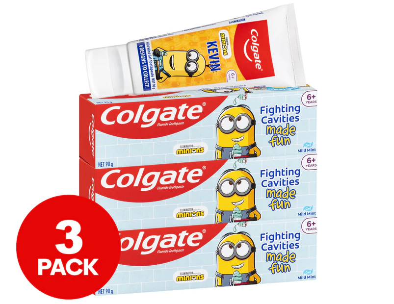 3 x Colgate Minions Gel Toothpaste Mild Mint 90g