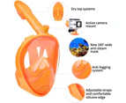 Kids Snorkel Mask Full Face, Snorkeling Gear with Camera Mount, 180 Degree Panoramic View Snorkeling Set Anti-Fog Anti-Leak -Orange