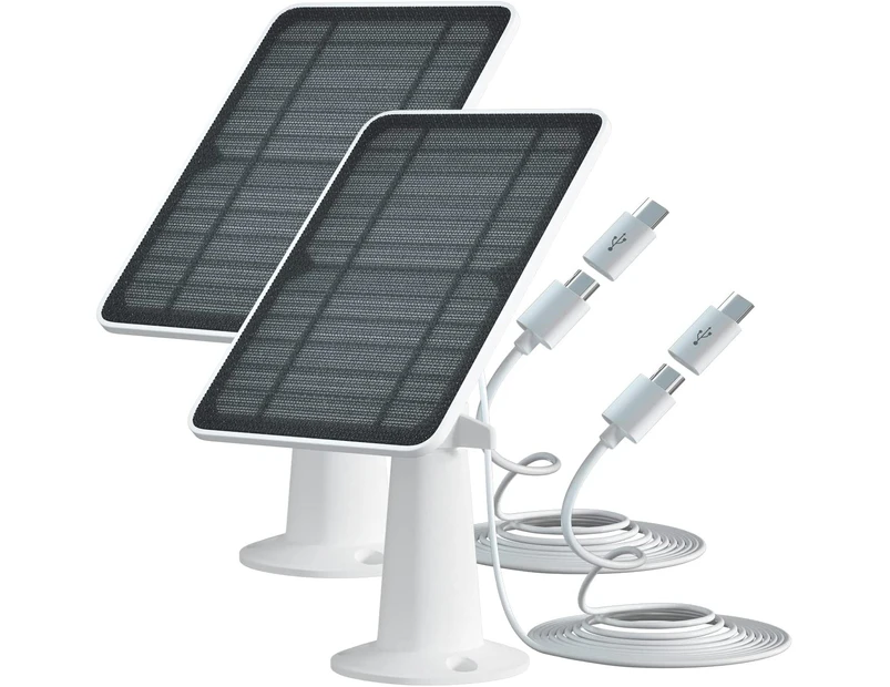 2 Pack 5V 4W Solar Panel Compatible with Eufycam 2C/2C Pro/E40/E20/2/2 Pro/E IP65 Waterproof Micro USB & Type-C Port