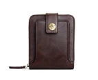 Zip Wallet for Men PU Leather Vintage Small Mens Wallets ID Window Card Case with Zip Coin Pocket - Coffee