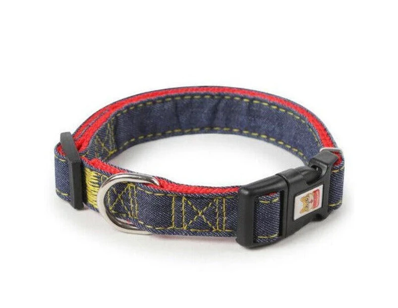 Heavy Duty Adjustable Dog Studded Collar Pet Puppy Neck Strap Harness S/M/L/XL - Red