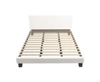 Oikiture Upholstered Platform Bed Frame King Size Bed Frame Headboard Boucle Fabric