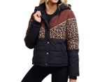 All About Eve Women's Huxley Leopard Puffer Jacket - Brown/Black