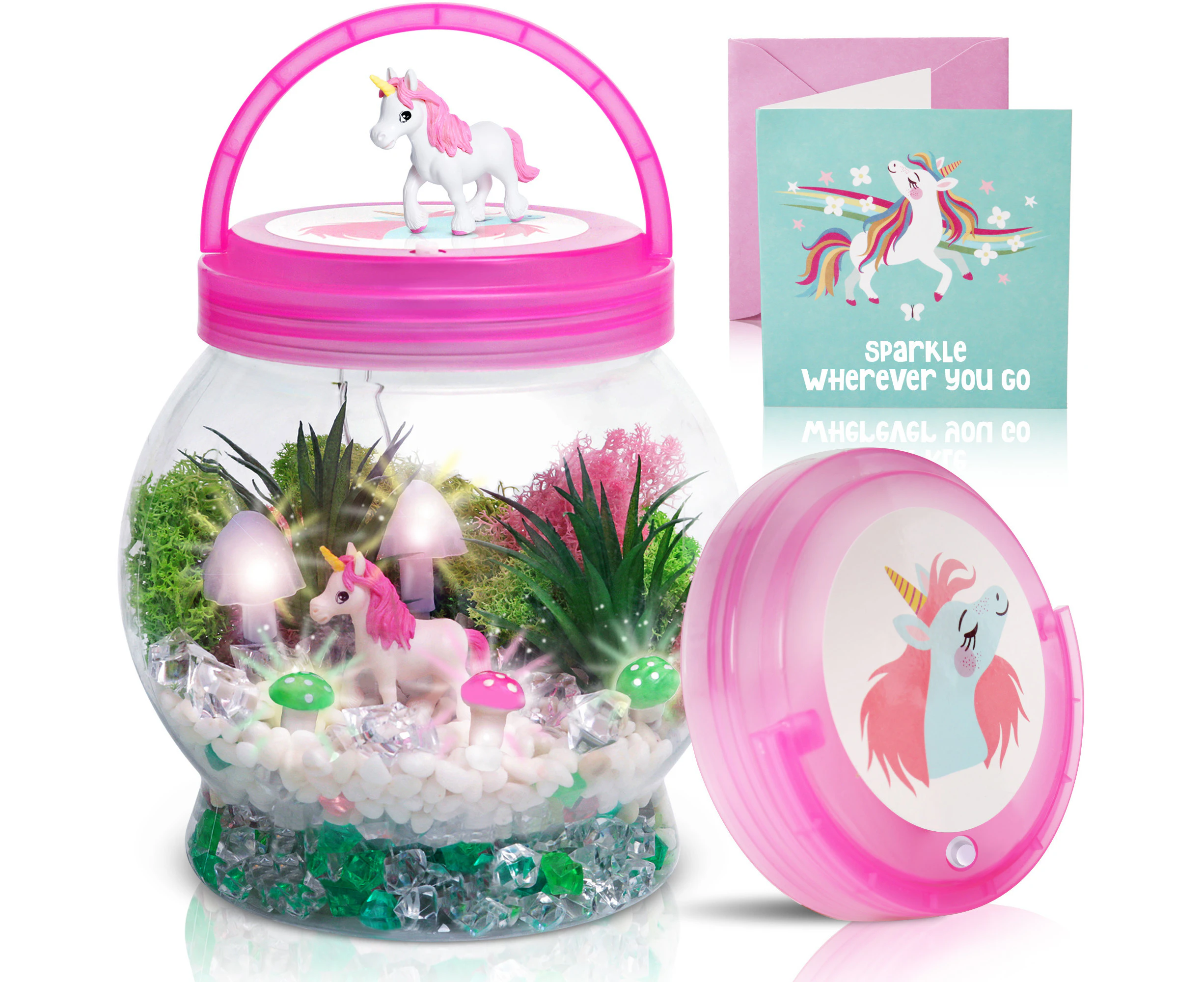 Amitié Lane Light Up Unicorn Terrarium Kit for Kids PLUS Augmented Reality App - Unicorns Gifts for Girls - Birthday Unicorn Toys, Arts & Crafts Kits