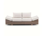 Outdoor Anantara Large 3 Seater Outdoor Wicker Lounge - Outdoor Wicker Lounges - Chestnut Brown/Latte cushion
