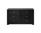 Oikiture 6 Chest of Drawers Tallboy Dresser Table Storage Cabinet Black - Black