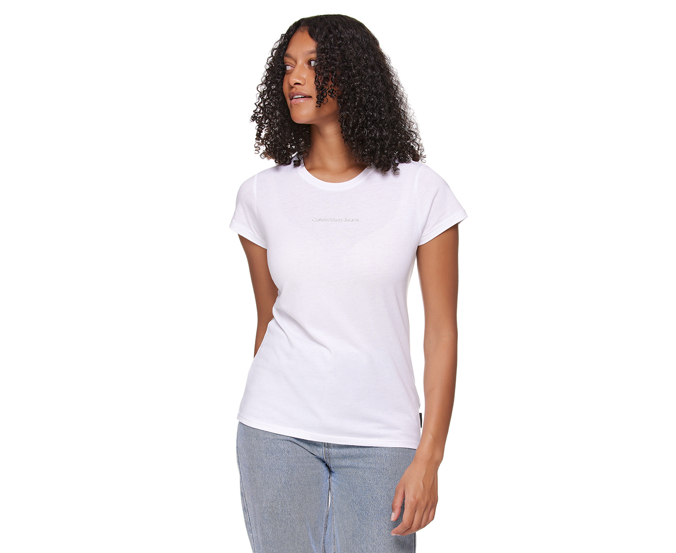 Calvin Klein Jeans Women's Iconic Logo Tee / T-Shirt / Tshirt - White |  