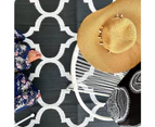 Plastic Mat | Outdoor Rug | MODERN Moroccan Design | 1.8 x 2.7m  Grey & White