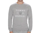 Tommy Hilfiger Men's 1985 Crest French Terry Long Sleeve Tee / T-Shirt / Tshirt - Grey Heather