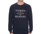 Tommy Hilfiger Men's 1985 Crest French Terry Long Sleeve Tee / T-Shirt / Tshirt - Dark Navy