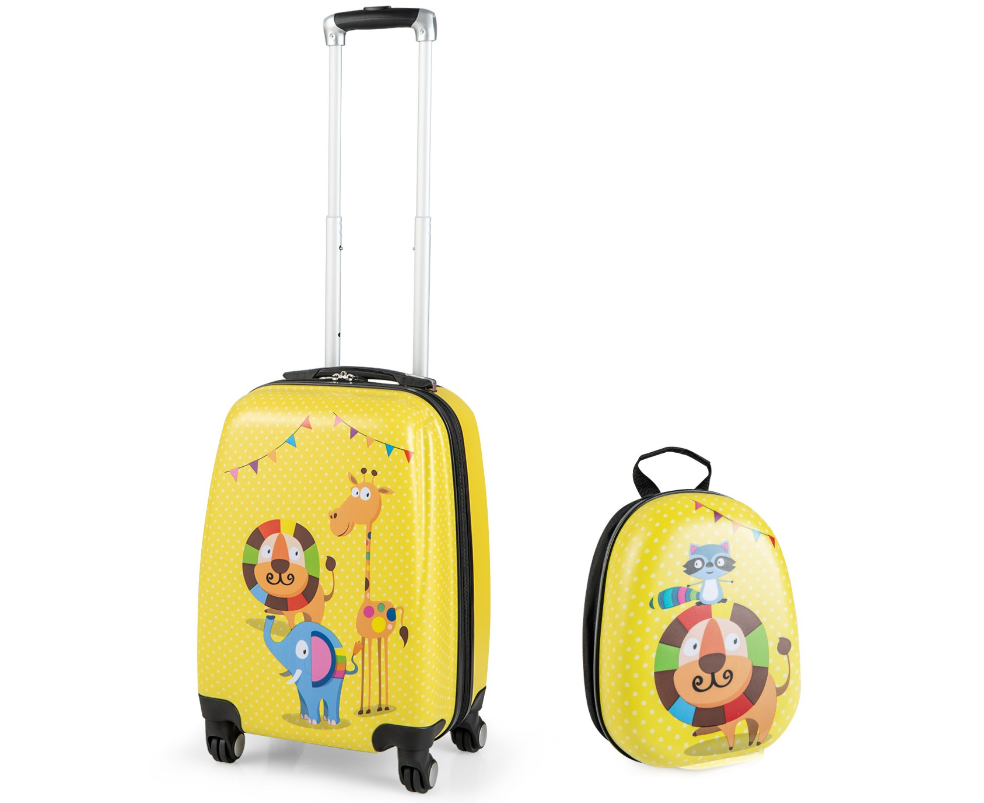 Costway 2pc Kids Ride-on Luggage Set 18'' Carry-on Suitcase & 12'' Backpack  Anti-loss Rope Yellow : Target