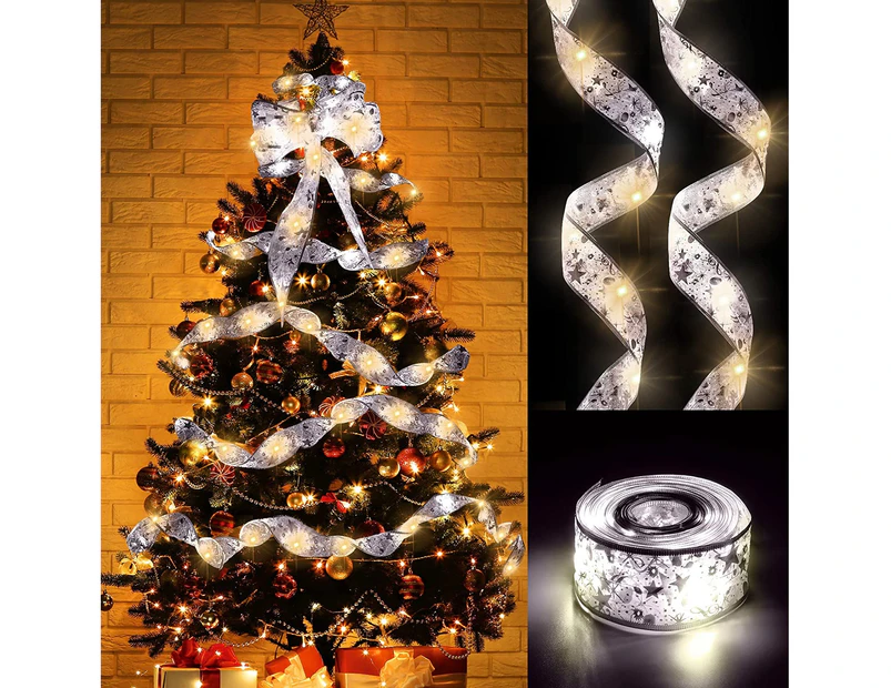 5M/16.4FT Christmas Fairy Lights,Golden Ribbon Christmas Lights Battery Operated String Lights for Christmas Tree Xmas - Cool White