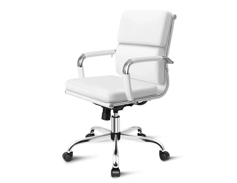 ALFORDSON Office Chair Ergonomic Paddings White - Mid Back
