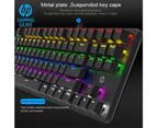 HP GK200 Mechanical Wired Gaming Keyboard with Metal Panel, RGB Backlit, Anti Ghosting, Compact with Blue Switch - Metallic