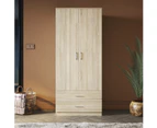 2 Door 2 Drawer High Quality Cupboard 180cm Oak Multi-purpose Wardrobes