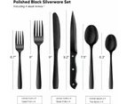 24 Pieces Black Silverware Set, Food-Grade Stainless Steel Cutlery Set for 4, Tableware Eating Utensils, Mirror Finished, Dishwasher Safe