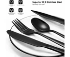 24 Pieces Black Silverware Set, Food-Grade Stainless Steel Cutlery Set for 4, Tableware Eating Utensils, Mirror Finished, Dishwasher Safe