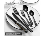 24 Pieces Black Silverware Set, Food-Grade Stainless Steel Cutlery Set for 4, Tableware Eating Utensils, Mirror Finished, Dishwasher Safe