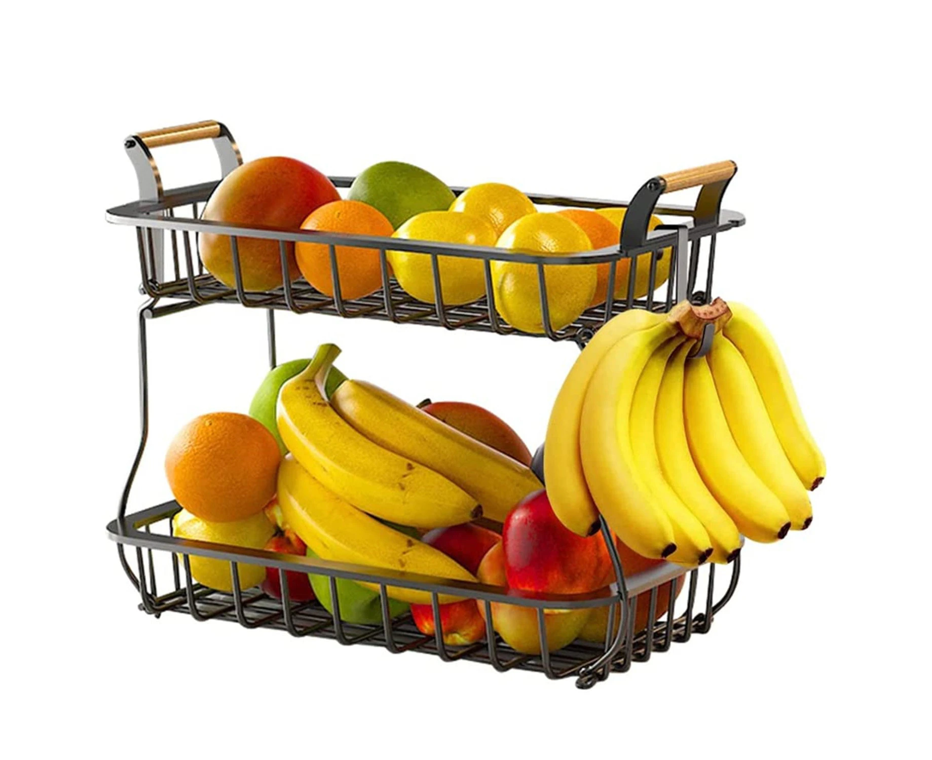 Fruit Bowl with Banana Tree Hangar, Countertop Vegetable Bowl with Detachable Banana Stand