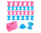 60pcs Silicone Hair Curlers Set, Small Hair Rollers,  plus clear plastic bag mushroom curlers 30 large 30 small-blue