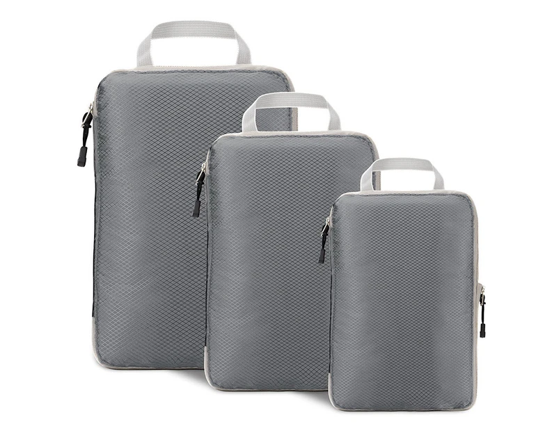 3 Pack Expandable Compression Packing Organizers Packing Cubes Travel Bag,Grey