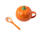 Ceramic Pumpkin Mug with Lid and Spoon