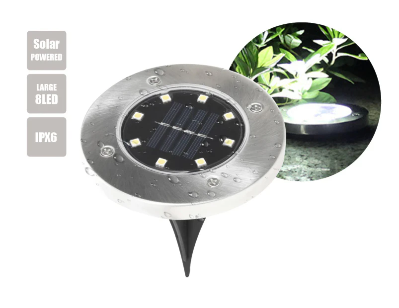 12pk New 8 LED Solar Lights Garden Outdoor (Sydney Stock) Inground Lights Waterproof Stainless Steel Buried Pathway Lights