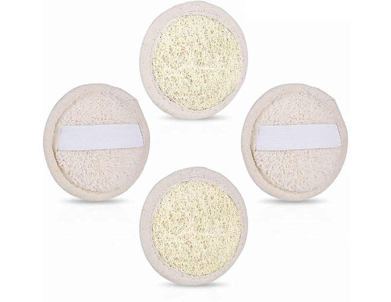 4pcs Exfoliating Loofah Sponge Loofa Pads,Loofah Face Brush Cleanser and Massager,100% Natural Eco Loofah for Man Women Facial Cleansing Body Wash
