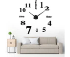 Large Wall Clock DIY Wall Decorations 3D Frameless Clock for Home Living Room Bedroom Office Decor