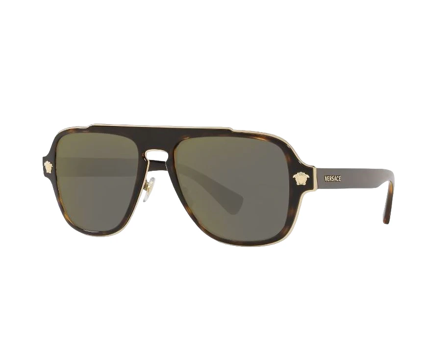 Mens Versace Sunglasses Ve2199 Havana/ Dark Grey Mirror Gold Sunnies