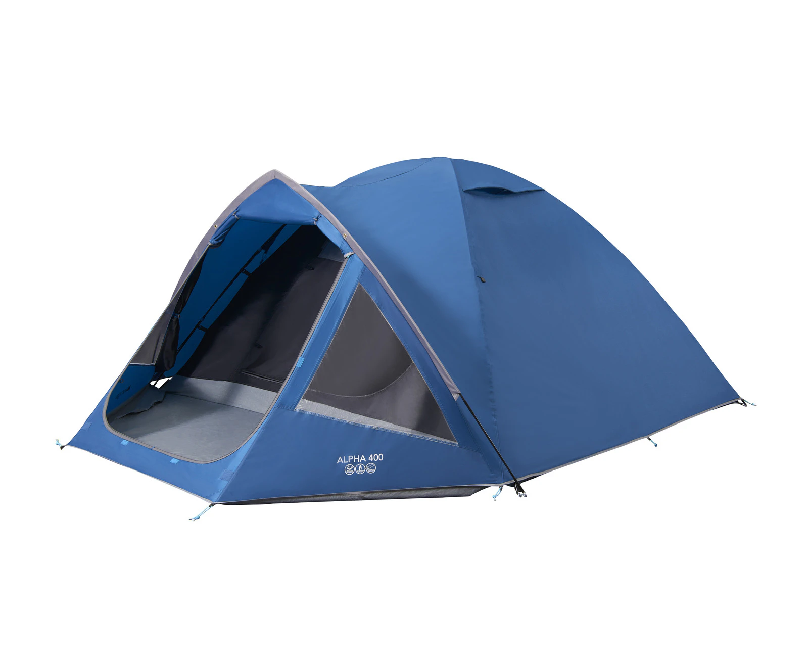 Vango Alpha 400 4 Person Camping & Hiking Tent - Earth Series - Moroccan Blue