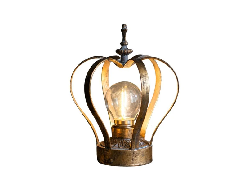 Vintage Gold Metal Crown Table Lamp