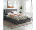 Fabric Storage Bed Frame with 4 Large Drawers in King, Queen and Double Size (Vertical Panel, Charcoal)