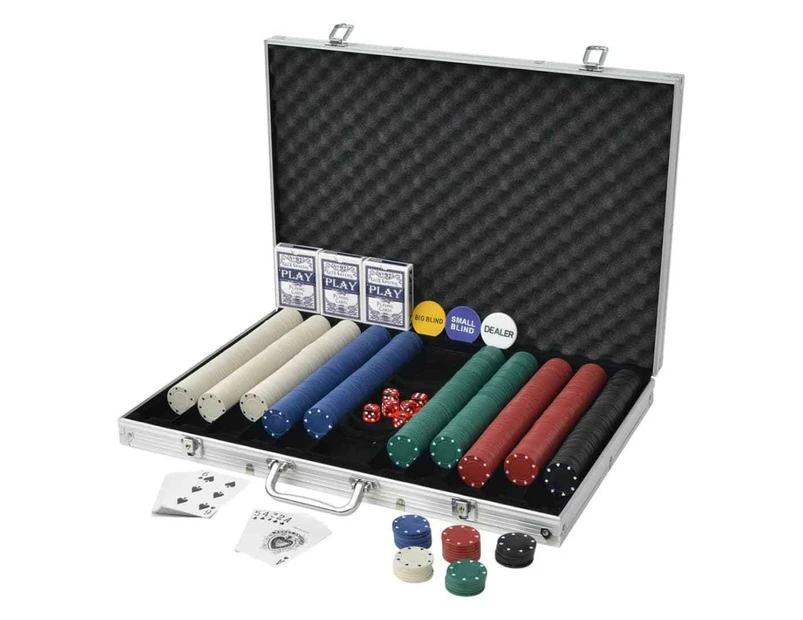 Poker Set With 1000 Chips Lockable Aluminium With Keys Portable Casino Card Game