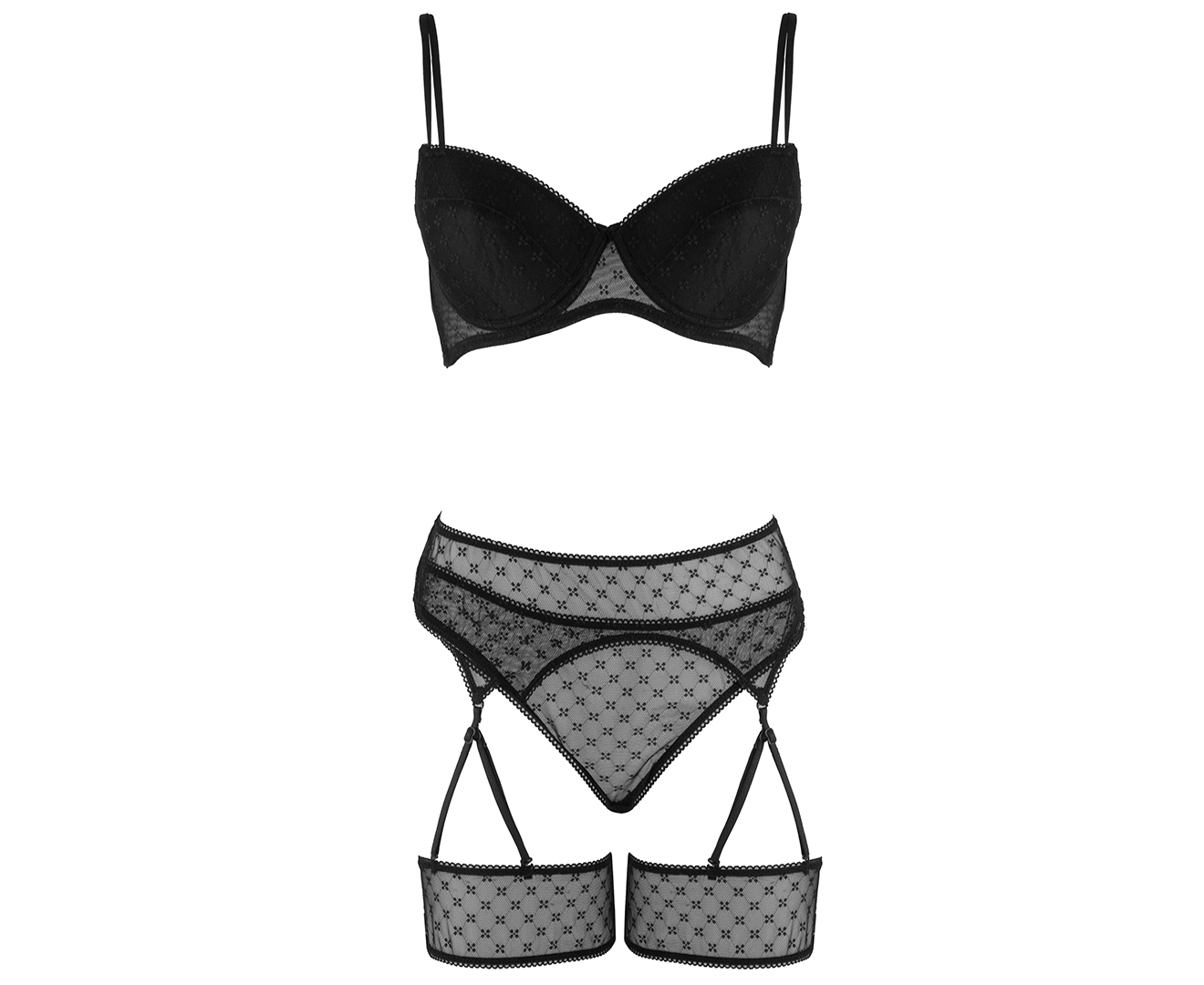 Just Sexy Lingerie Women's 4-Piece Lace Suspender Set - Black | Catch.co.nz