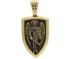 Pendant Mythological Style Archangel St.Michael Protect Saint Shield - Gold