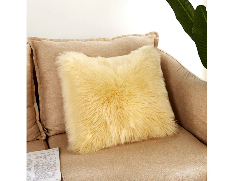 Artificial Fur Soft Plush Pillowcase Cushion Cover,Yellow,40*40cm