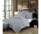 7 Piece Bamboo Reversible Comforter Set | Luxury 2-Sided 7pc Coverlet Quatrefoil Set | 2 Sizes - 5 Colours - Sleet