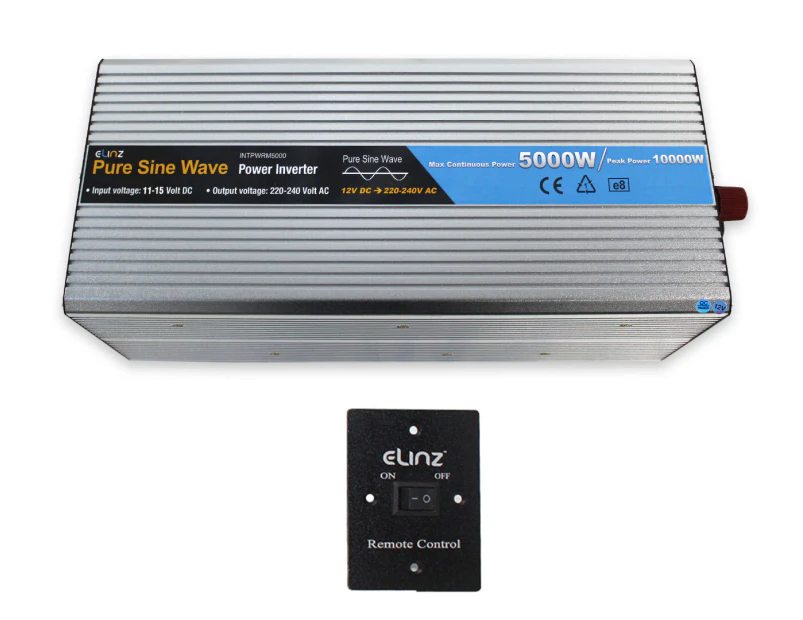 Giantz Power Inverter 12V to 240V 2500W/5000W Pure Sine Wave