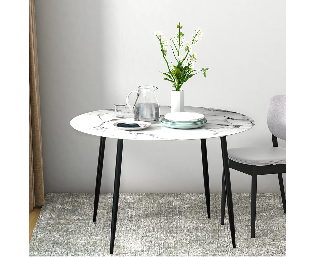 Artiss Dining Table Round Marble Effect 110CM