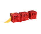 3pcs Wedding Chinese Style Candy Boxes Wooden Hollow Out Candy Chocolate Boxes (Blue Bead Tassel + Red Tassel + Golden Tassel)